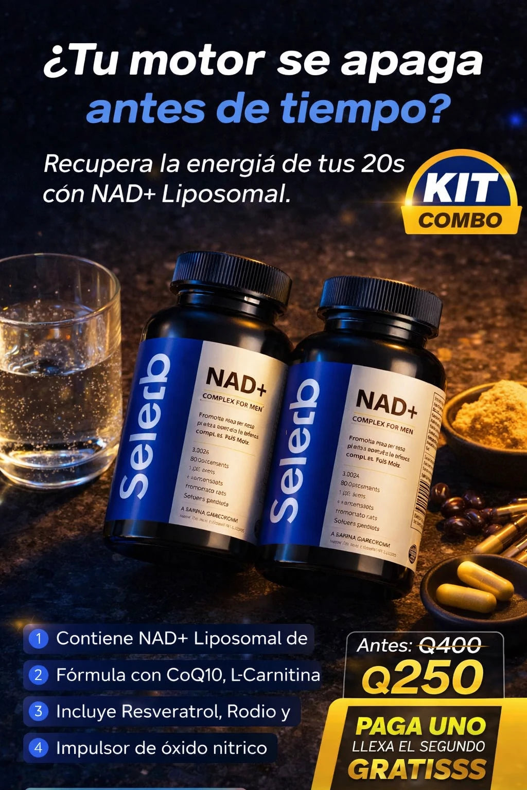 Selerb NAD+ Complejo para Hombres - Set de 2 Frascos