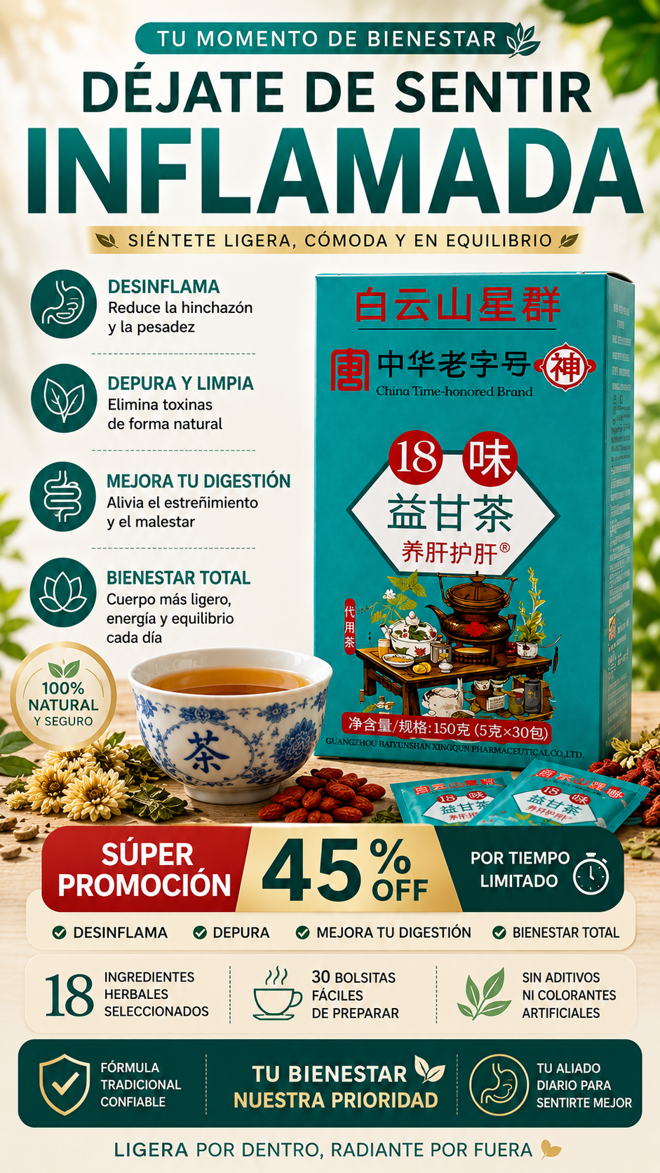 HEPAZEN — Té Chino 18 Sabores Desintoxicante Hepático