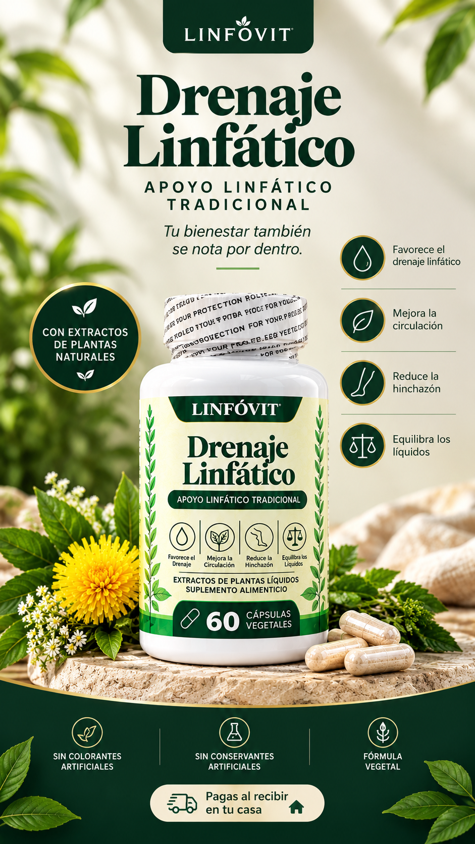 Drenaje Linfático — 60 Cápsulas Vegetales